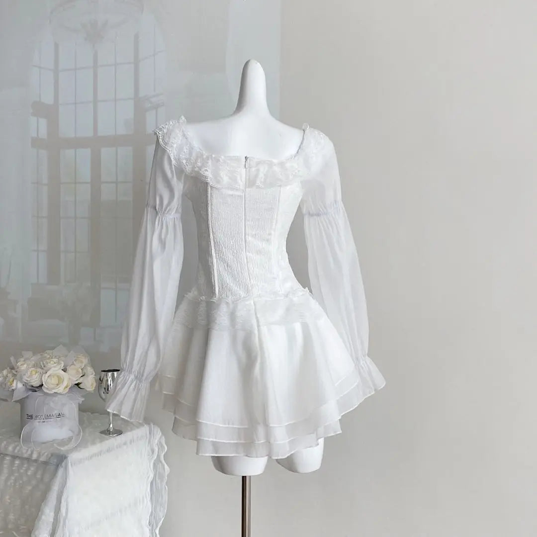Aesthetic Sweet Slim Elegant Mini Dress Women Lace Up French Vintage Design Short Party Dress Female Solid Elegant Clothes 2025