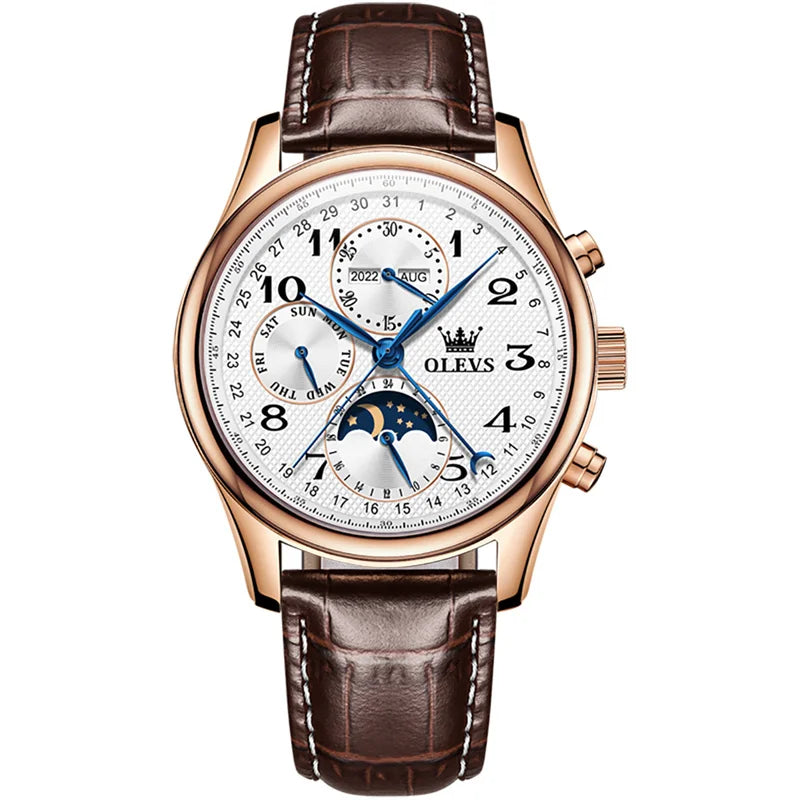 OLEVS Top Brand Luxury Automatic Mechanical Men Watches Moon Phase Steel Dress Fashion Business Waterproof Watch Reloj Hombre