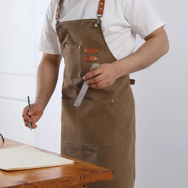 Sleeveless Canvas Apron Home Kitchen Gardening Cowboy Work Dress Women's Kitchen Restaurant Work Apron