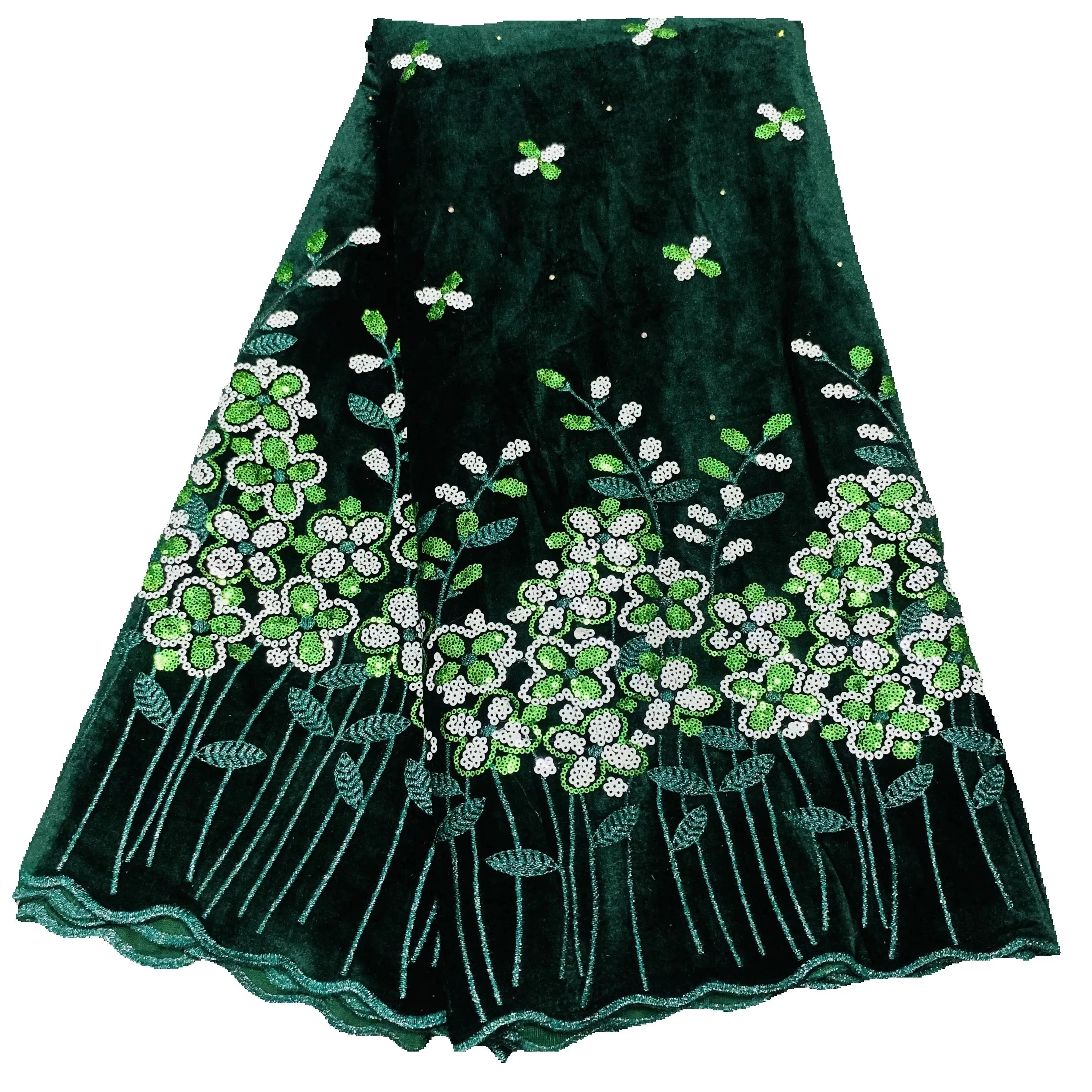 2023 New African Velvet Lace Fabric 5 Yards High Quality Wedding Dress Luxury Sequins Embroidery Nigerian Lace Fabric