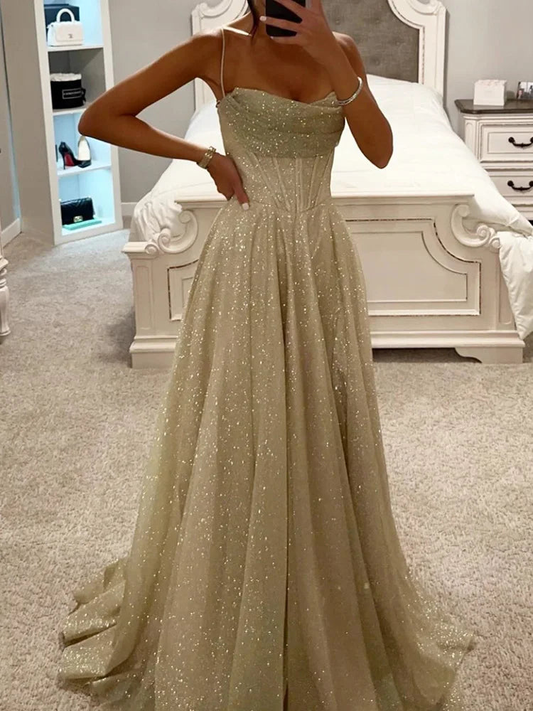 Women Sleeveless Fashion Simple Party Dress, Summer Holiday Backless Elegant Maxi Dress, New V Neck Spaghetti Strap Ladies Dress
