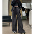MEXZT Woolen Wide Leg Pants Women Fashion Lace Up Black Baggy Suit Pants Winter Streetwear Korean Casual Straight Trousers New