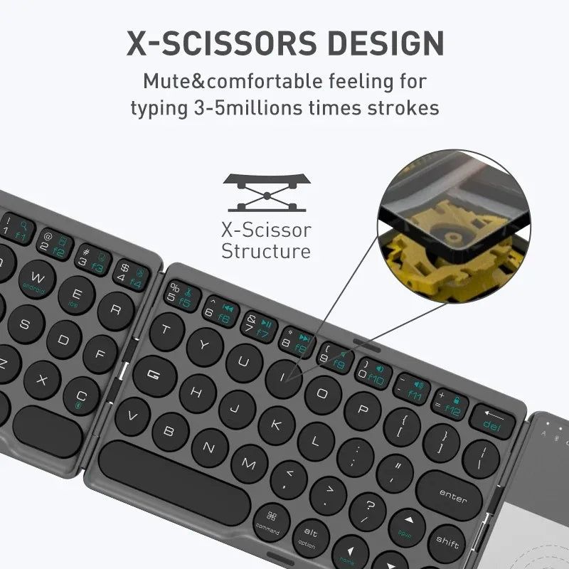 Mini Folding Keyboard Wireless Bluetooth Keyboard With Touchpad Portable Universal Foldable Keyboard for Windows IOS Tablet iPad