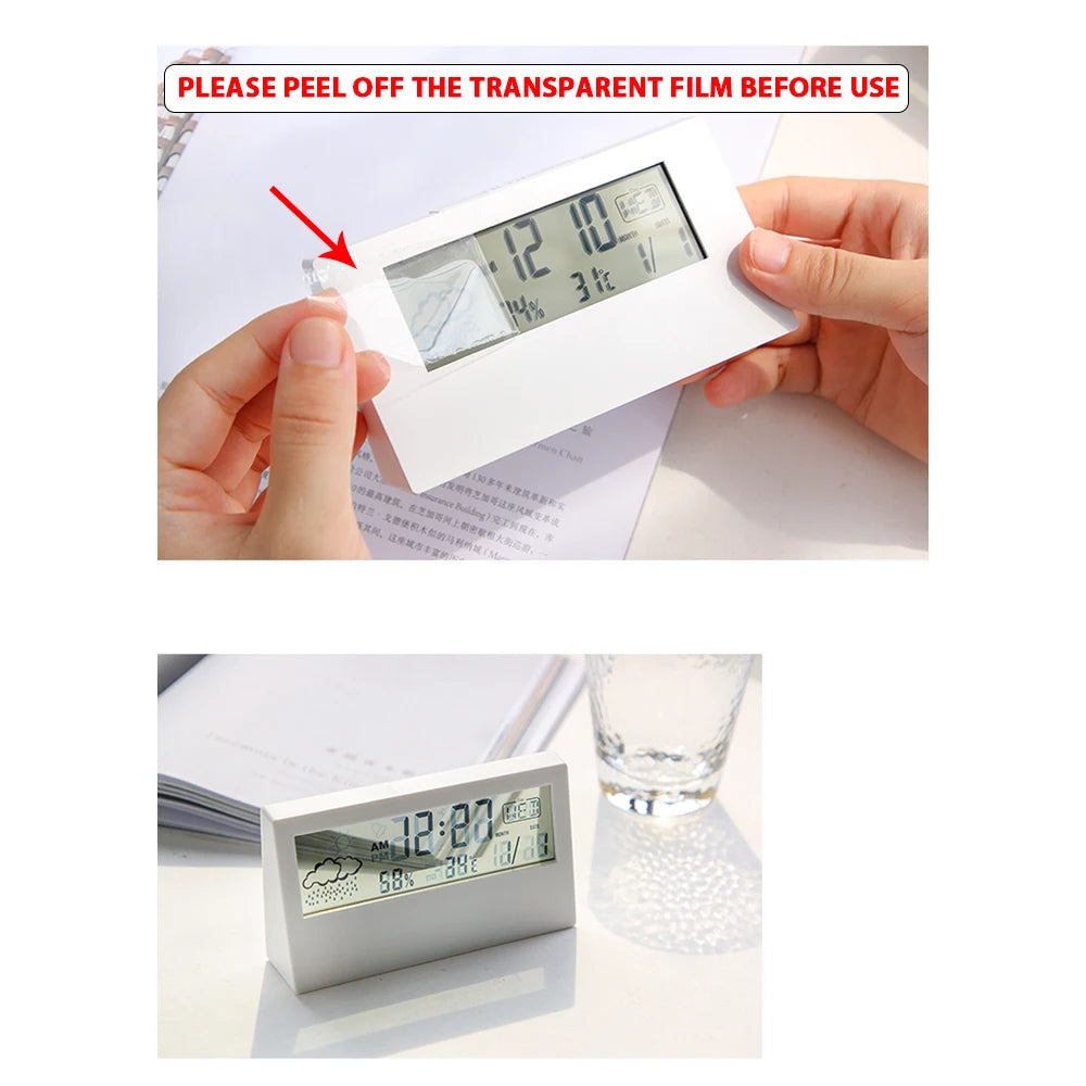 LED Thermometer Thermo-Hygrometer Multifunction Electronic Temperature Humidity Meter Weather Station for Home With Alarm Clock