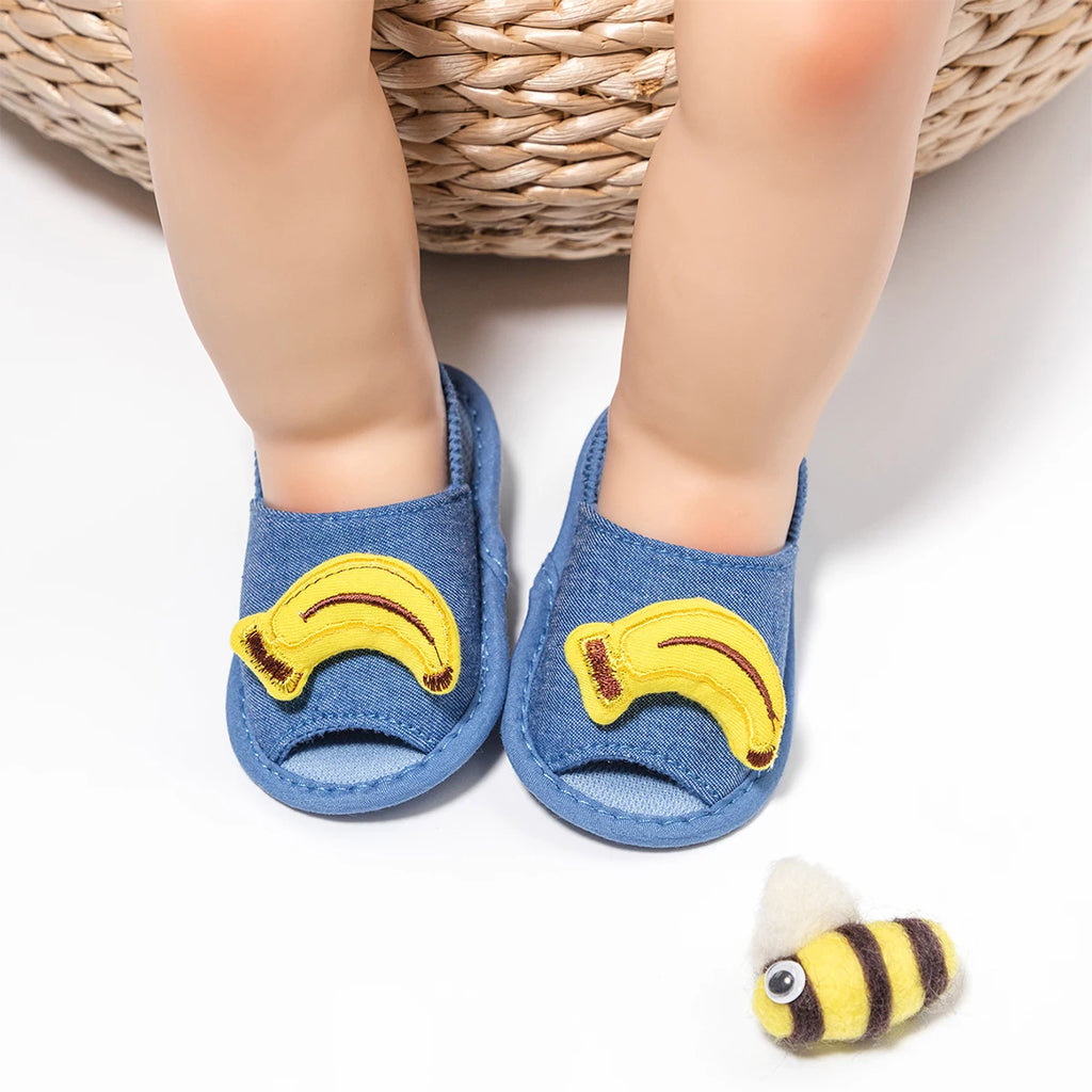 Meckior Summer Sandals Baby Boy Girl Shoes Fluff Baby Girl Slipper Animals Flower Anti-Slip First Walkers Crib Shoes