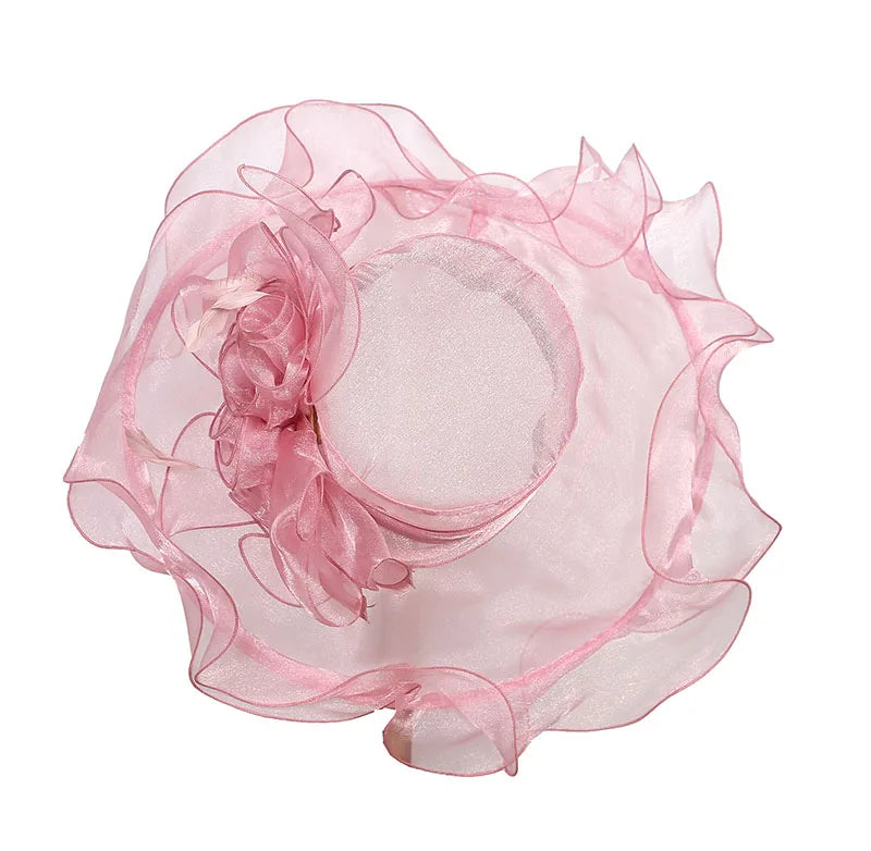 FS Wide Brim Kentucky Derby Hats Fascinators For Women With Veil Flower Organza Wedding Church Cocktail Tea Party Dress Cap 2025
