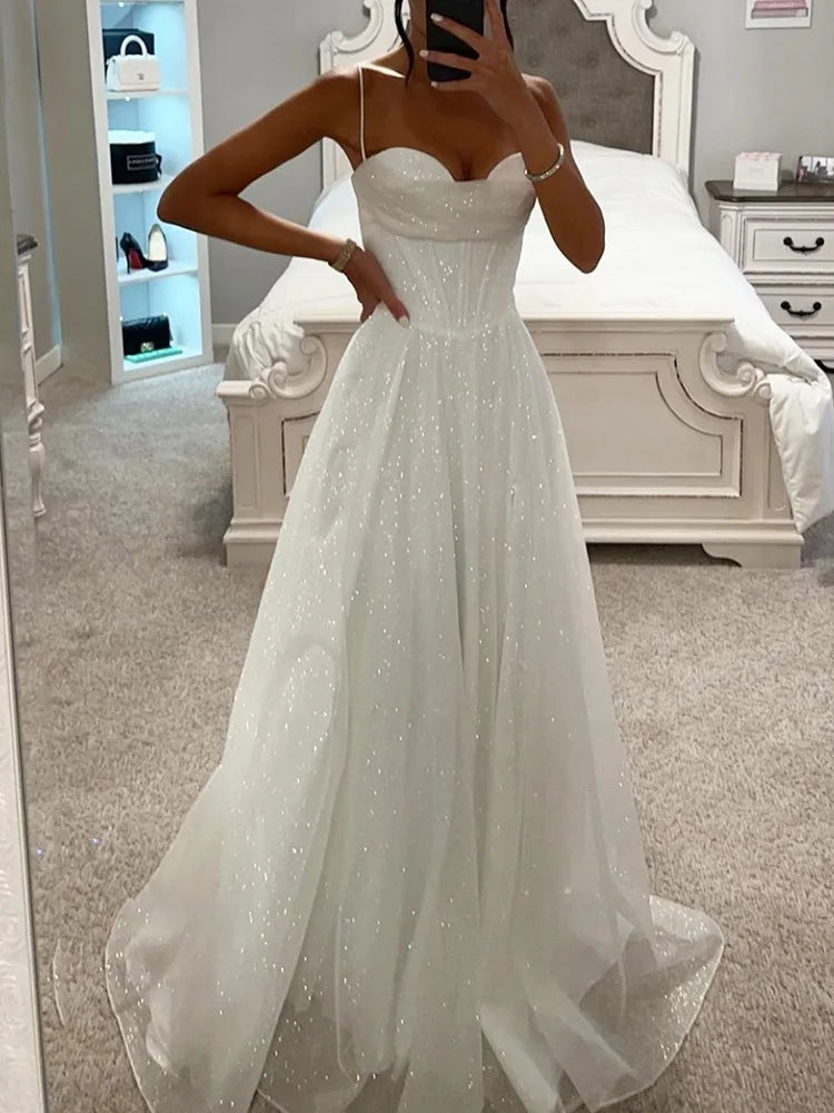 Women Sleeveless Fashion Simple Party Dress, Summer Holiday Backless Elegant Maxi Dress, New V Neck Spaghetti Strap Ladies Dress