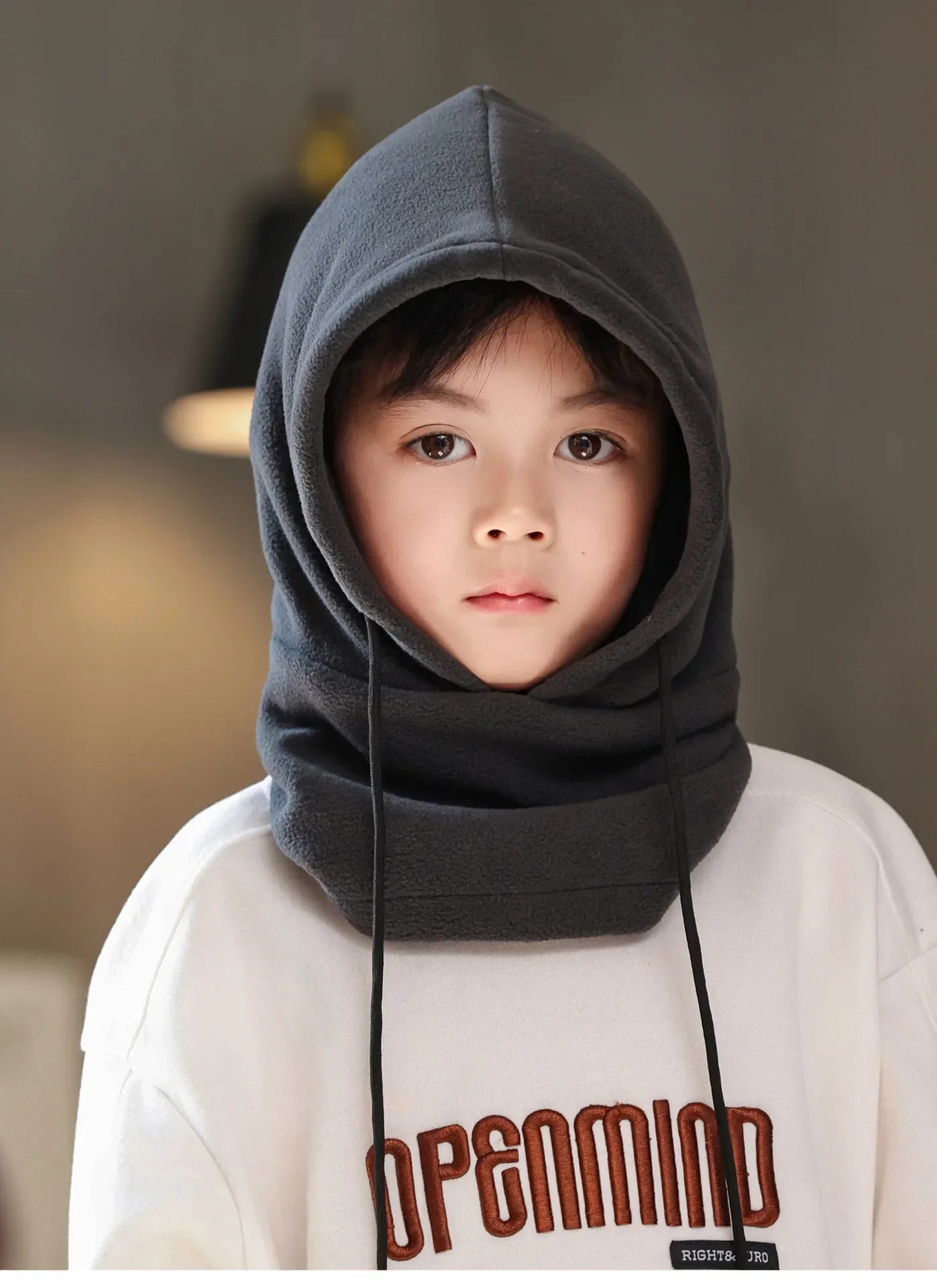 Warm Fleece for Children Boy Girl Winter Face Mask Neck Warmer Hooded Cap Windproof Thermal Head Cover Beanies Bandana