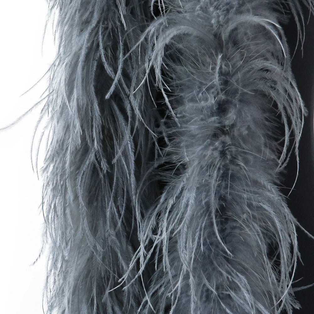 2M Royal blue Natural Ostrich Long Feathers Boa Decoration for Party Wedding Dress Shawl Clothes Sewing Accessories Crafts Plume