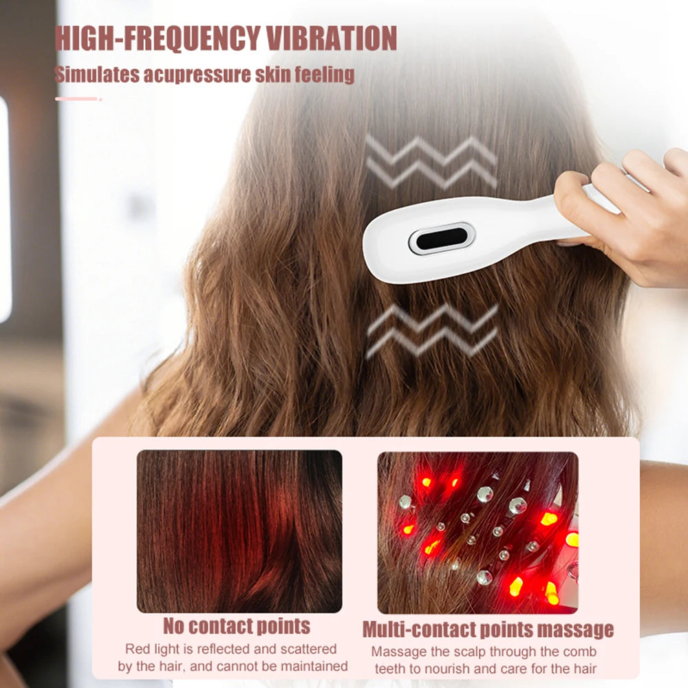 EMS Electric Massage Comb Blue Red Purple Light Therapy Vibration Hair Growth Scalp Brush Liquid Oil Applicator Anti Hair Loss