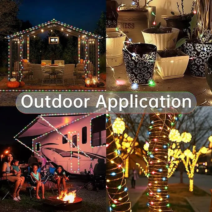 40M Led String RGBIC Light IP65 Bluetooth Music Lamp String Fairy Lights Smart Outdoor Festoon Party Leather Line Holiday Lighti
