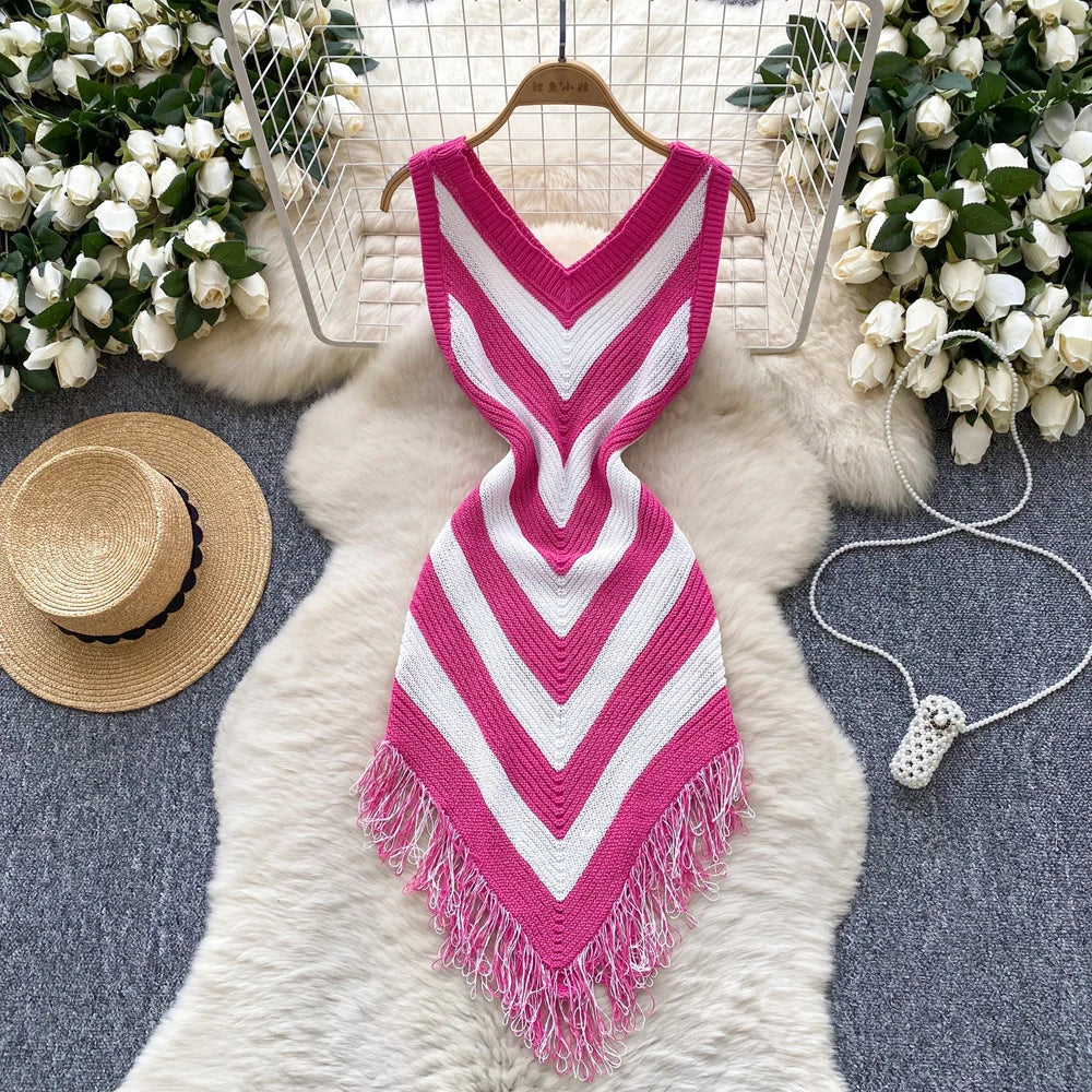 YuooMuoo Chic Fashion Sexy Package Hips Knitted Mini Dress 2025 New Summer Women Y2K Irregular Bodycon Party Dress Streetrwear