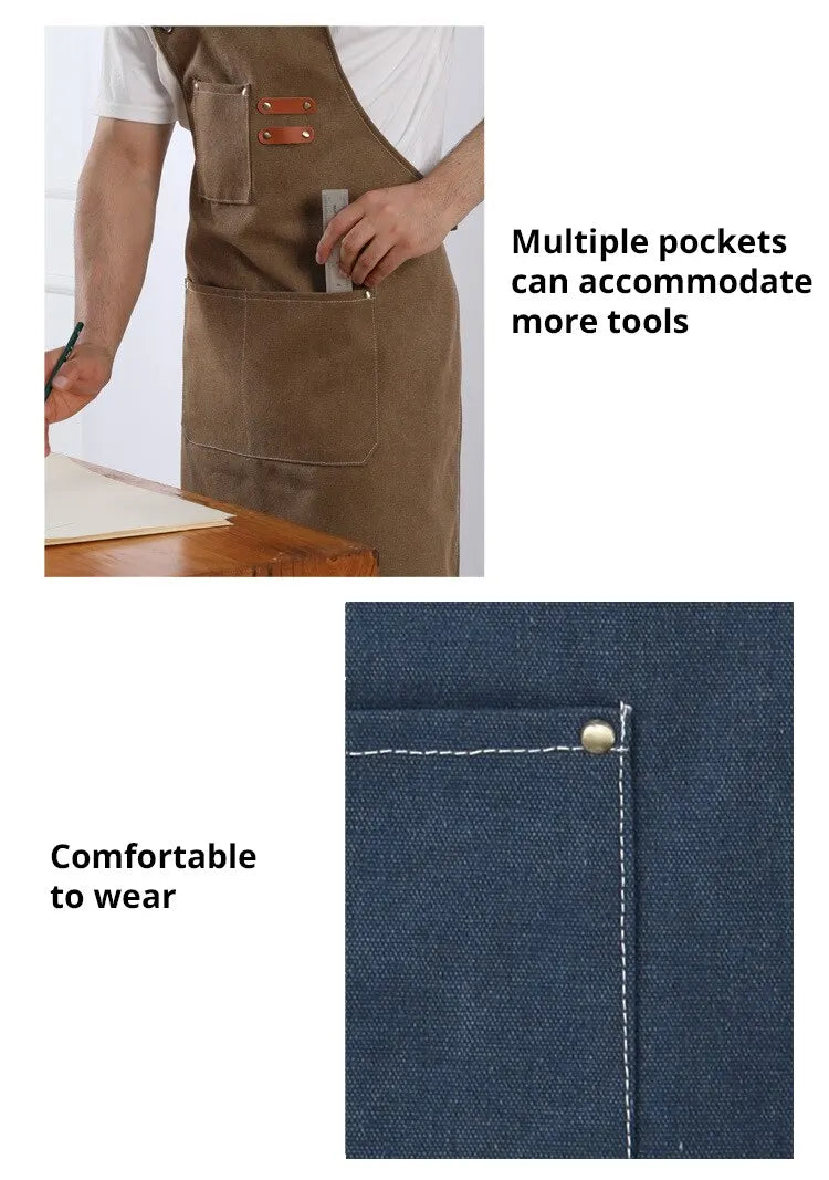 Sleeveless Canvas Apron Home Kitchen Gardening Cowboy Work Dress Women's Kitchen Restaurant Work Apron