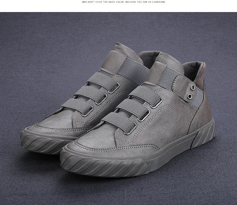 Retro High Top Men's Shoes Luxury Leather Casual Shoes Men British style Ankle Boots Comfortable Soft Men Sneakers New Moccasins