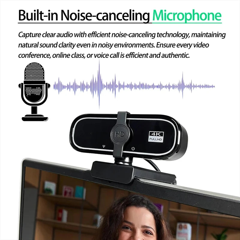 4K HD Mini Webcam With Microphone 2K Full HD Webcam 30fps Autofocus USB Web Cam For Auto Focus PC Laptop Video Shooting Camera