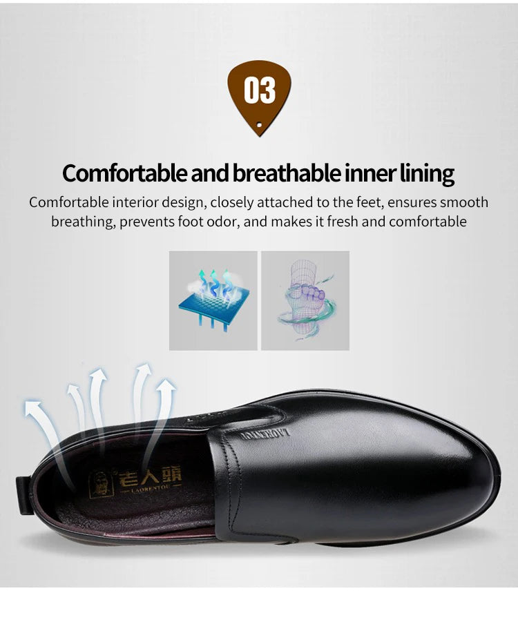 LAORENTOU genuine leather casual shoes, men's cowhide breathable soft sole, versatile business leather shoes