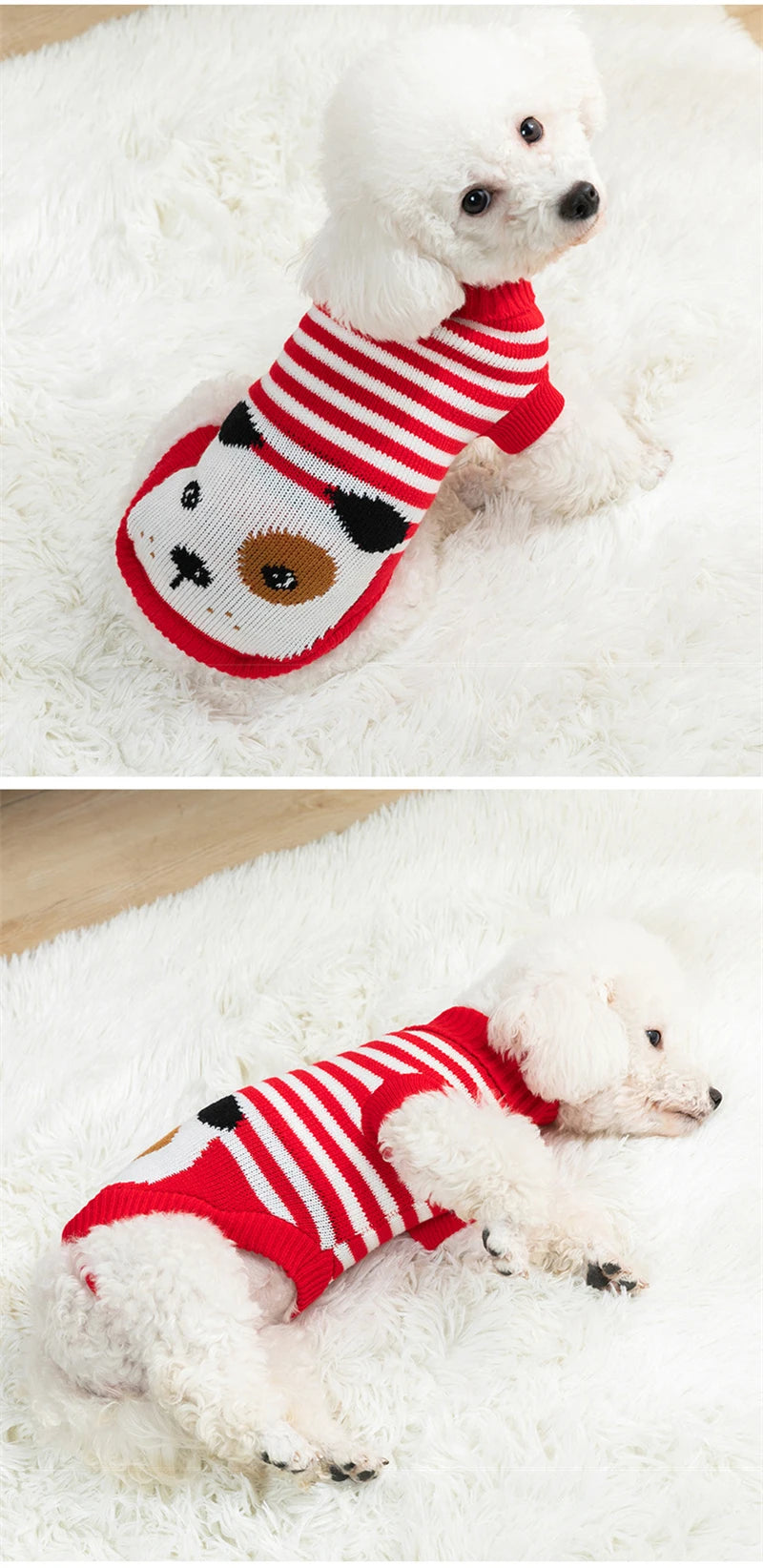 Christmas New Year Clothes for Cat Animal Print Breathable Pet Supplies Small Dog Sweater Keep Warm York Dog Winter Jacket