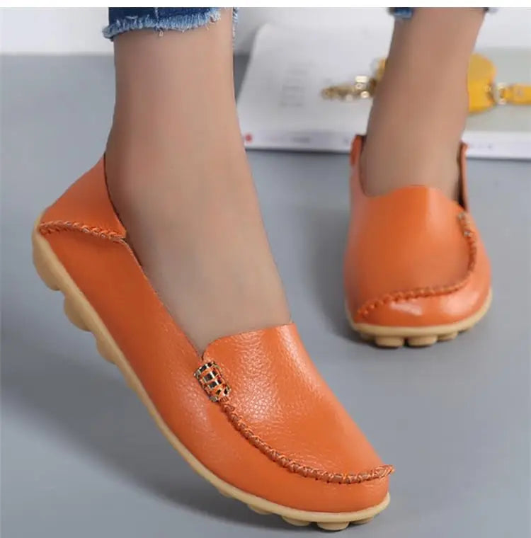 Women Flats Genuine Leather Casual Shoes Woman Moccasins Women's Loafers Nurse Shoe Slip On Shoes Women Plus Size Ballerinas