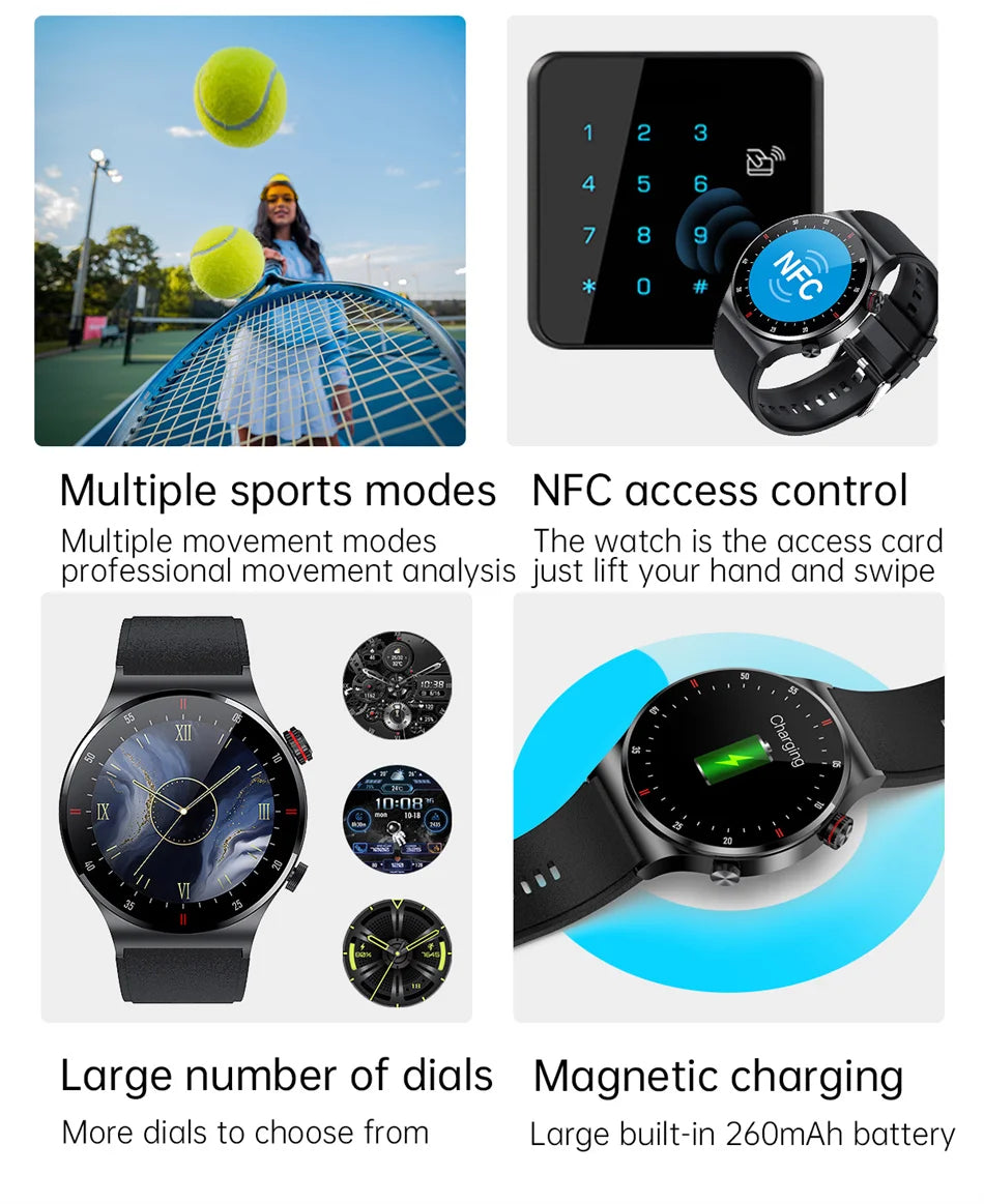 GPS Sports Smartwatch Men Health Monitoring With Heart Rate ECG + PPG 100+ Sports Modes NFC 2026 New Bluetooth Call Smart Watch