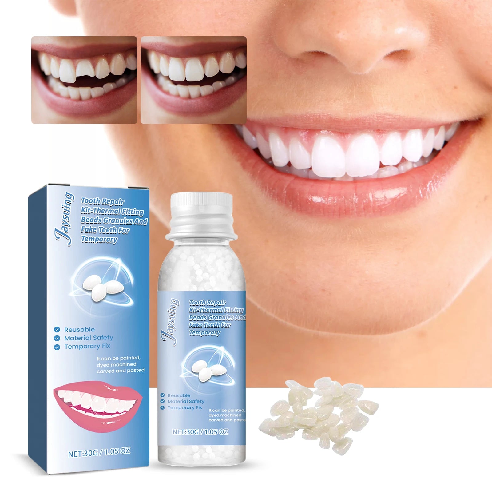 30g Temporary Tooth Repair Moldable Teeth And Gaps False Tooth Solid Gel Adhesive Fake Teeth Beauty Tool Dental Supplies
