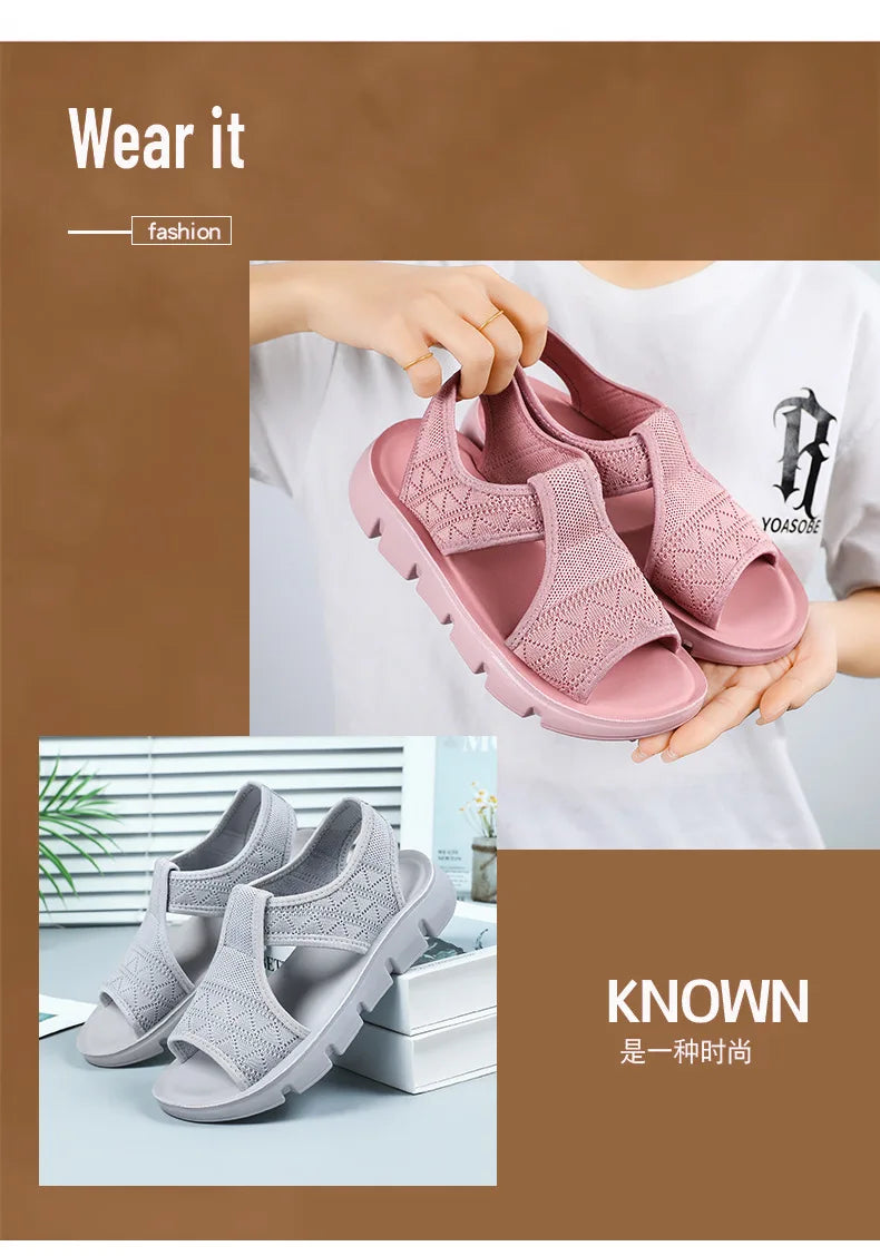 Summer 2026 Women's Breathable Sandals Thick Soled Casual Women's Shoes Half Slippers Mesh Flat Sandals Clearance Treatment