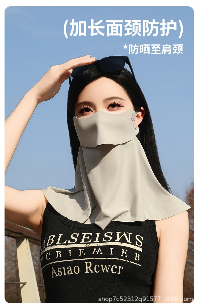 1PC 3D Ice Silk UPF50+ UV Protection Face Mask for Women Autumn Outdoor Cycling Hiking 360° Face Neck Cover Cool Balaclava Scarf