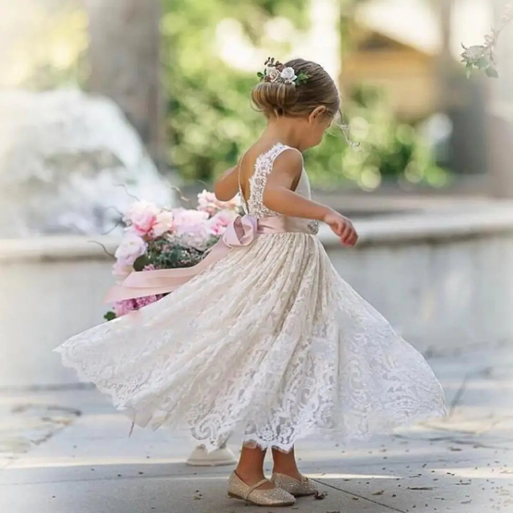Flower Girl Dress Birthday Ball Gown Puffy For Wedding Tulle Appliques Beading Party Pageant First Communion Gown Gift