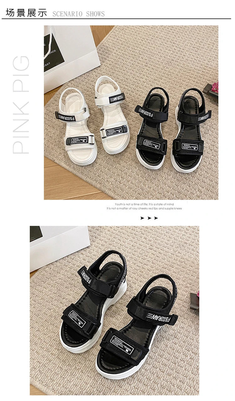 Sports Sandals for Women 2024 New Summer Fish Mouth Wedge Muffin Platform Daddy High Heels To Increase Women's Shoes