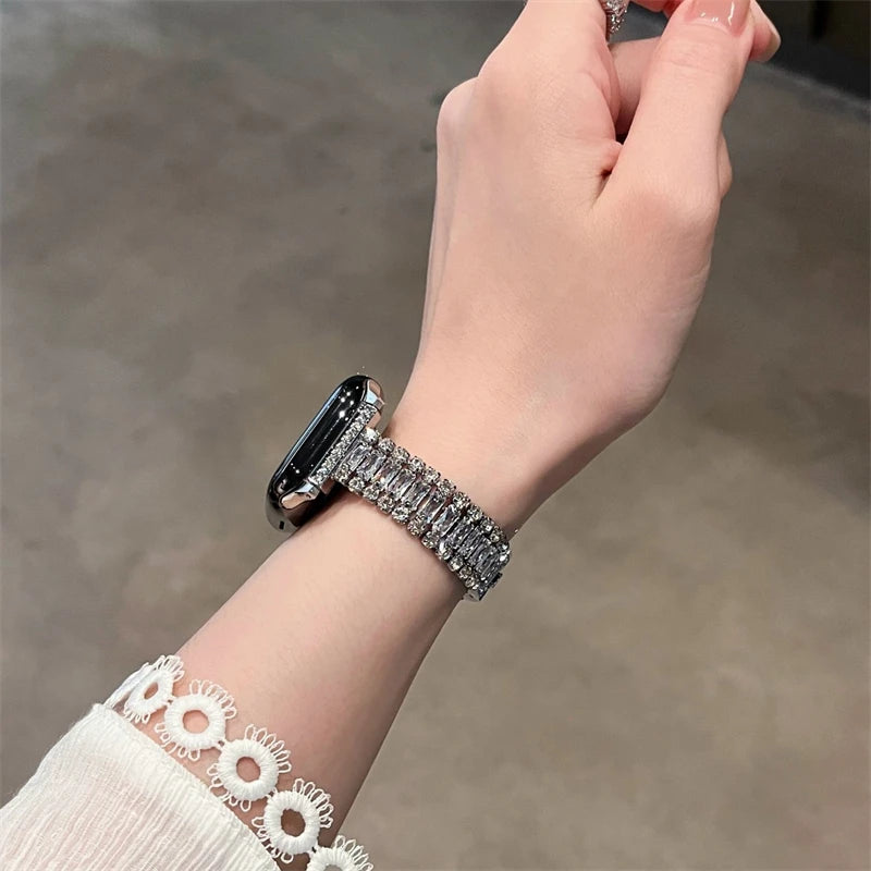 Glitter Diamant Metaalband Vir Apple Watch Reeks 9 8 7 6 SE 4 5 45/44/42mm Slank Vroue Armband IWatch Ultra 2 49mm 40mm 38mm