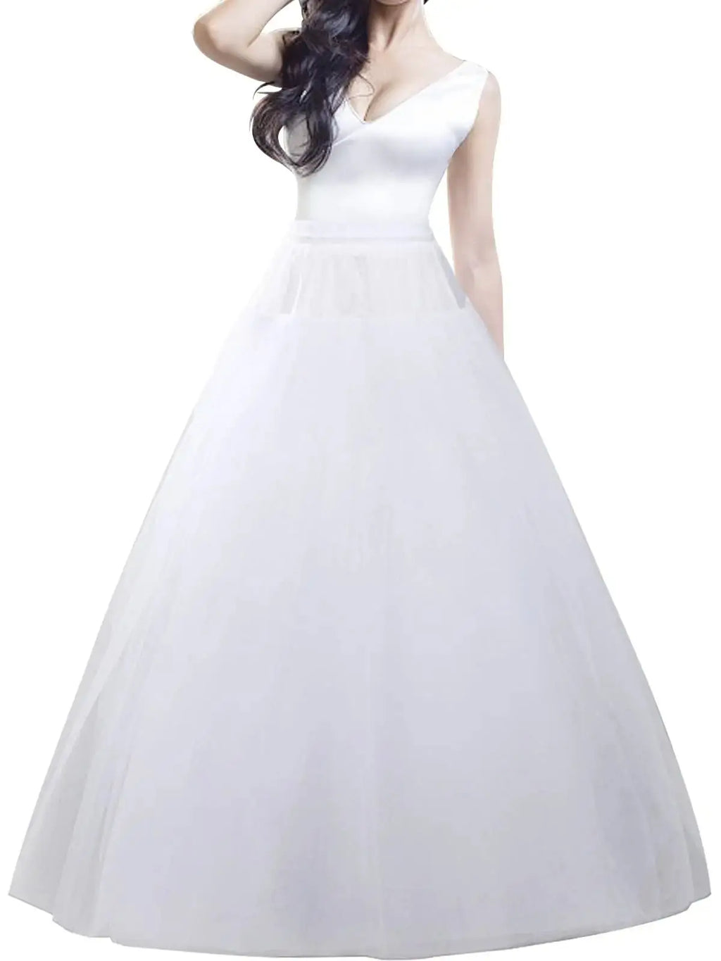Hoopless Petticoat Crinoline Underskirt Skirt 6 Layers Floor Length Ball Gown Petticoat Underskirt Slip for Wedding Dress