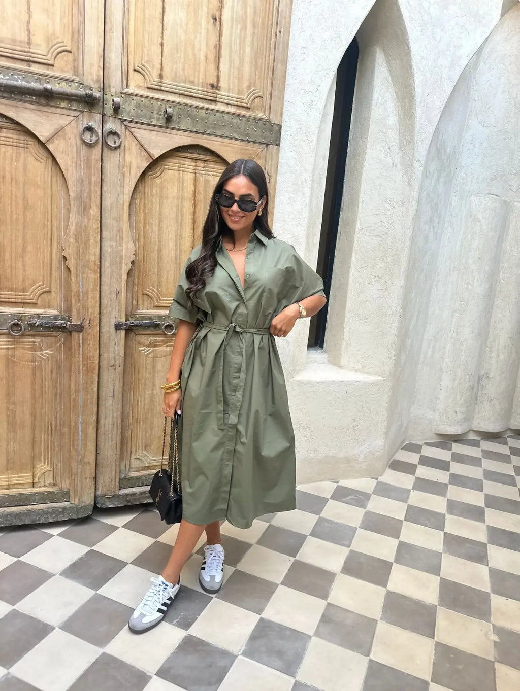 Fashion Commuter Long Skirt Office Elegant Lapel Shirt Dress Women Casual Elegant Single-breasted Short-sleeved Party Dress