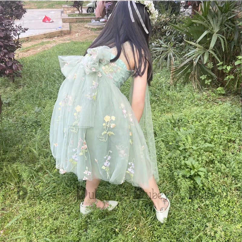 2026 Baby Embroidery Dress Girl Summer Dress Floral Bows Sleeveless Ballarina Dance Performance Dress Girls Tutus Clothes