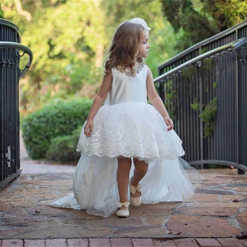 Flower Girl Dress Birthday Ball Gown Puffy For Wedding Tulle Appliques Beading Party Pageant First Communion Gown Gift