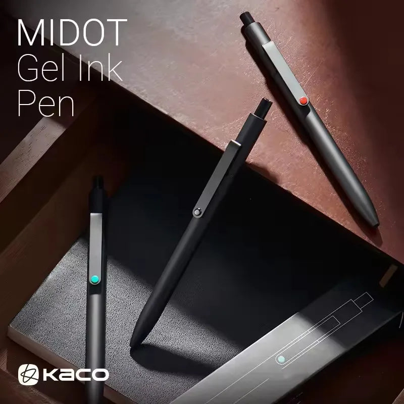 New KACO Midot Gel Ink Rollerball Smooth Writing Pen,0.5mm Fine Point Black ink Metal Clip Large Capacity KEFILL Refills Pens