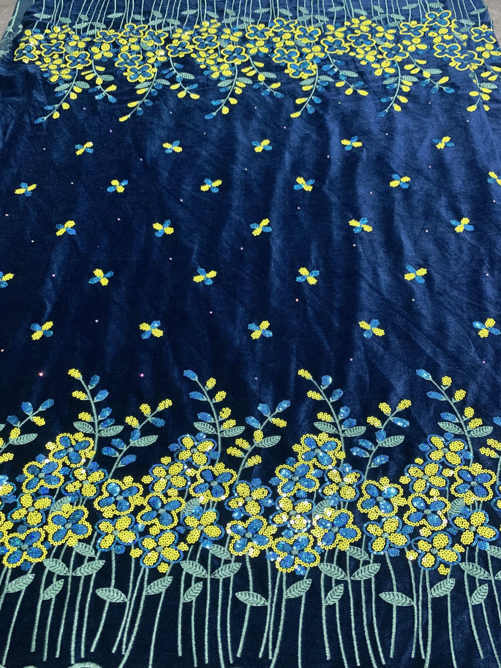 2023 New African Velvet Lace Fabric 5 Yards High Quality Wedding Dress Luxury Sequins Embroidery Nigerian Lace Fabric