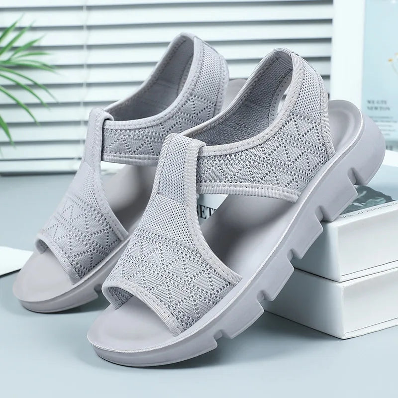 Summer 2026 Women's Breathable Sandals Thick Soled Casual Women's Shoes Half Slippers Mesh Flat Sandals Clearance Treatment