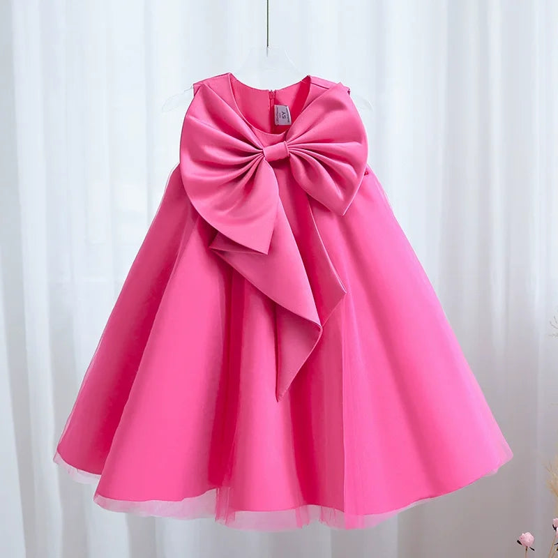 2 3 4 5 6 7 8 Years Summer Girls Dress Sleeveless Bow Elegant Little Princess Dress Piano Performance Costumes New Kids Clothes