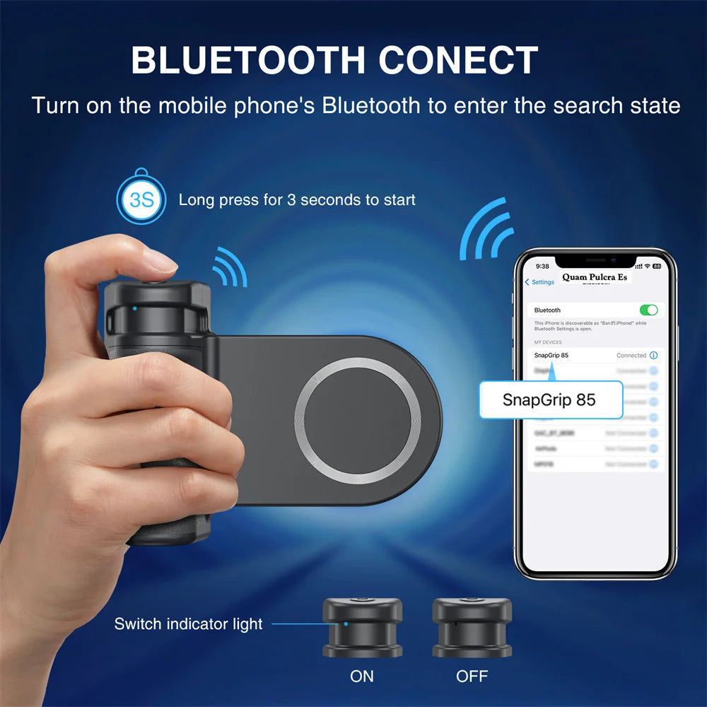 Magnetic CapGrip Magsafe Phone Grip Camera Phone Holder Handheld Selfie Booster w Bluetooth Remote 1/4 Screw for iPhone Android