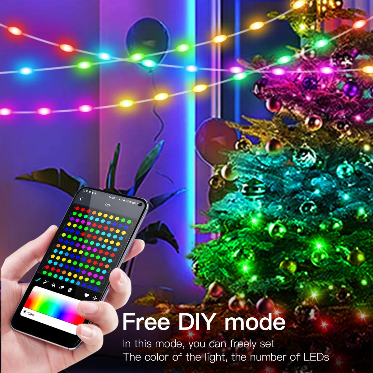 40M Led String RGBIC Light IP65 Bluetooth Music Lamp String Fairy Lights Smart Outdoor Festoon Party Leather Line Holiday Lighti