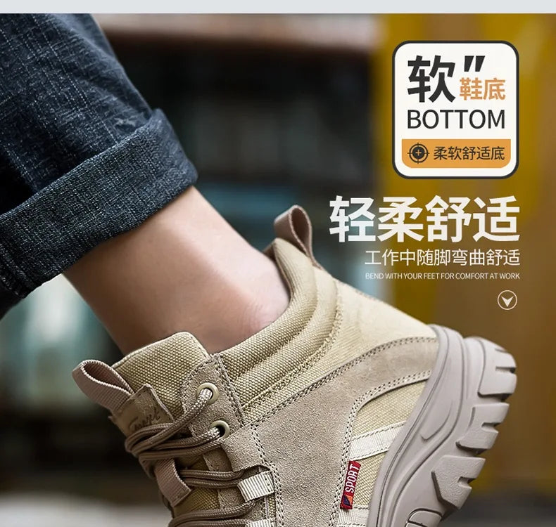2024 High-top work safety boots men's steel toe work shoes indestructible anti-smashing anti-puncture work sneakers