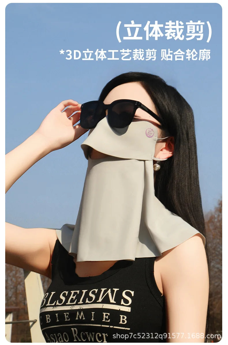 1PC 3D Ice Silk UPF50+ UV Protection Face Mask for Women Autumn Outdoor Cycling Hiking 360° Face Neck Cover Cool Balaclava Scarf