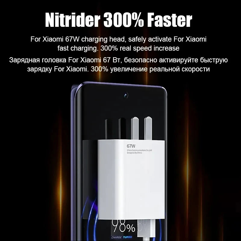 For Xiaomi  67W USB Super Fast Charger Power Adapter Mi 12 11 6A Type C Cable POCO X5 X4 Pro Note 9 10 11 Charging
