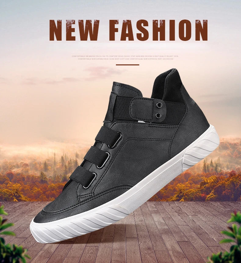 Retro High Top Men's Shoes Luxury Leather Casual Shoes Men British style Ankle Boots Comfortable Soft Men Sneakers New Moccasins