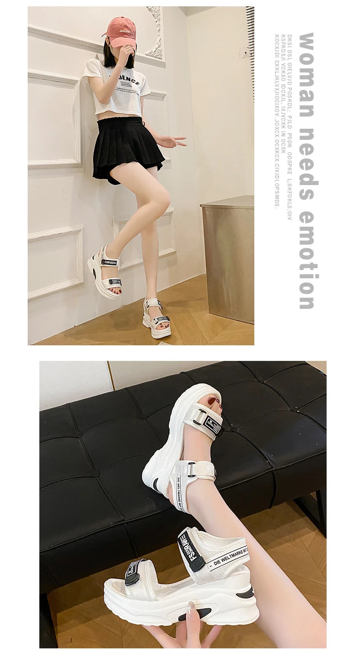 Sports Sandals for Women 2024 New Summer Fish Mouth Wedge Muffin Platform Daddy High Heels To Increase Women's Shoes