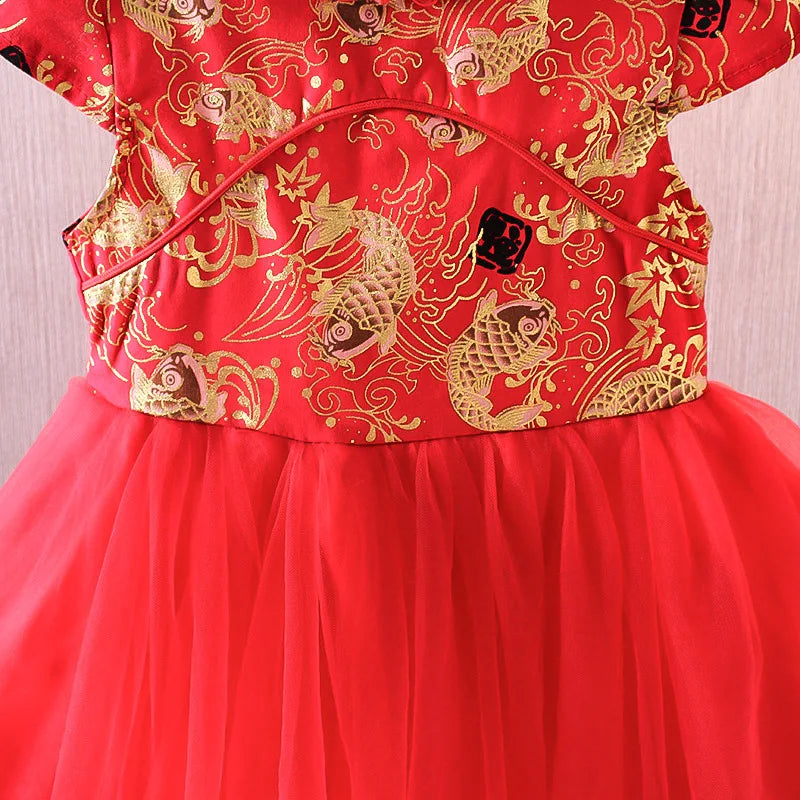Vestido Girls Dresses Spring Summer Children's Chinese Style Dress Kids Cheongsam Princess Dresses for Girls Baby Tutu Clothing