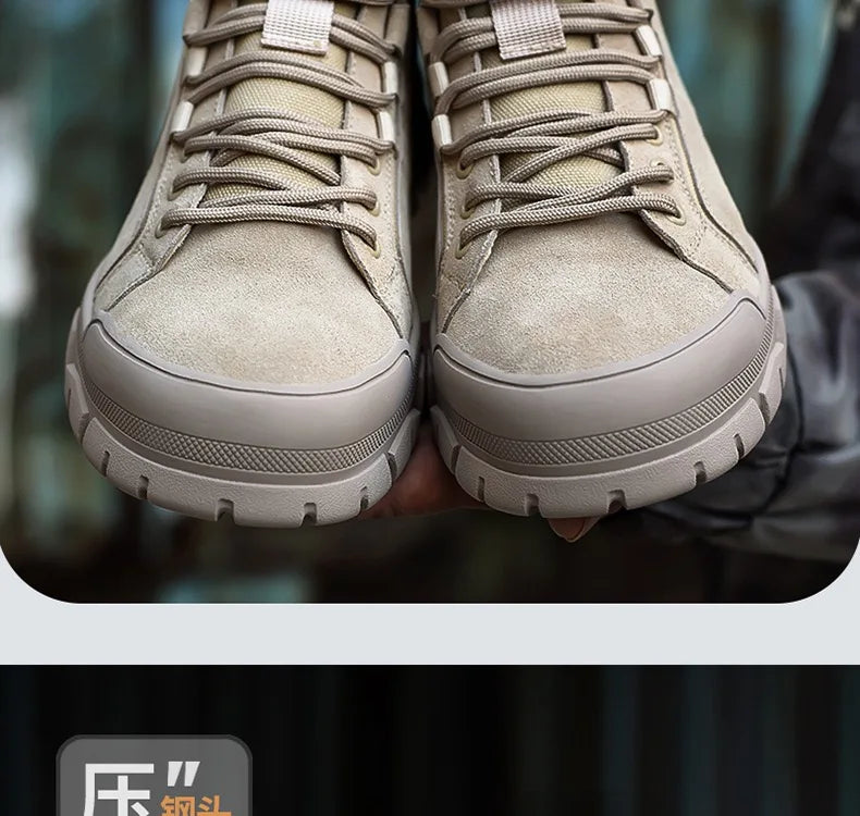 2024 High-top work safety boots men's steel toe work shoes indestructible anti-smashing anti-puncture work sneakers