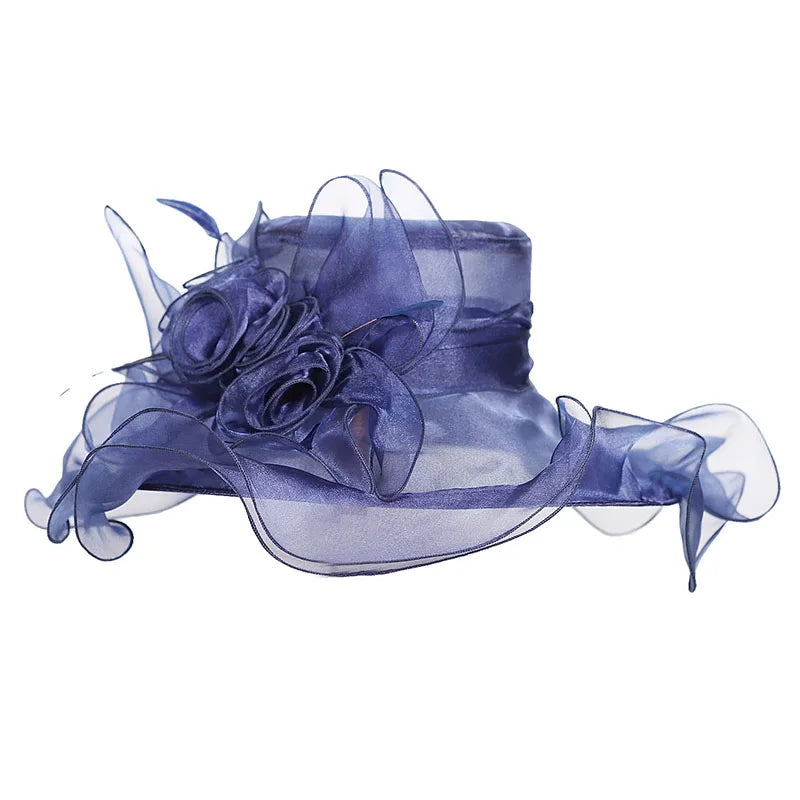 FS Wide Brim Kentucky Derby Hats Fascinators For Women With Veil Flower Organza Wedding Church Cocktail Tea Party Dress Cap 2025