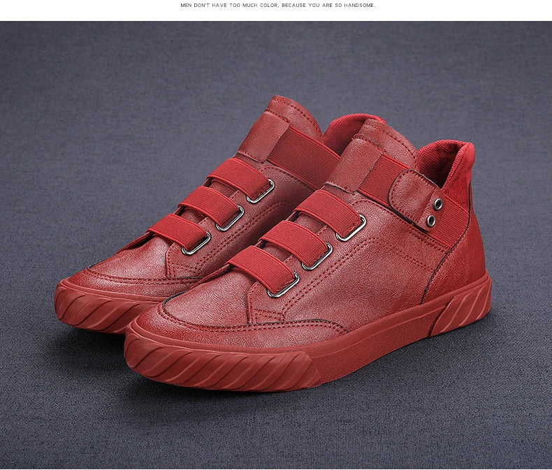 Retro High Top Men's Shoes Luxury Leather Casual Shoes Men British style Ankle Boots Comfortable Soft Men Sneakers New Moccasins