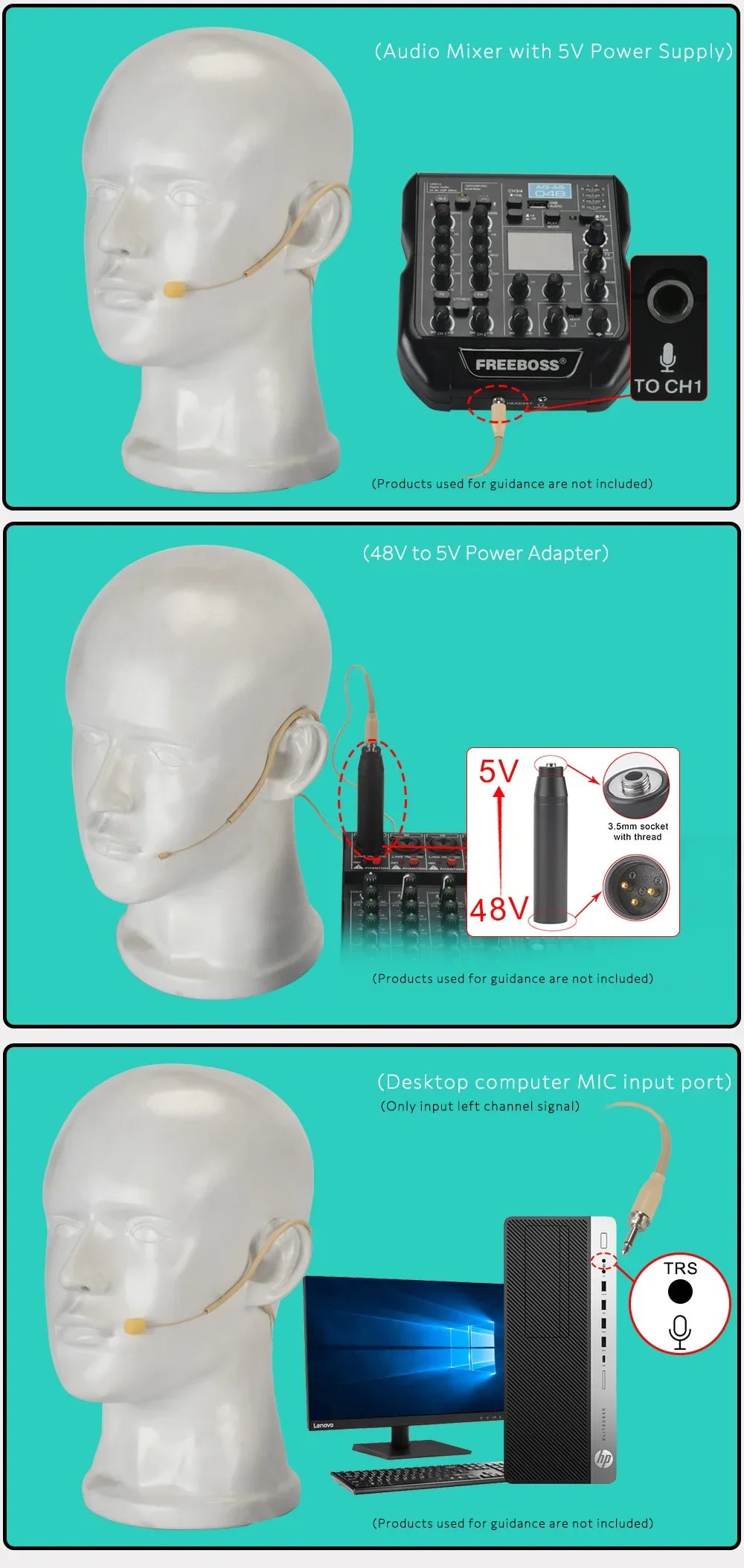 3.5mm Headset Microphone Mini Skin Color Omni Directional Electret Single Ear Hanging Headworn Mic for Classroom HS-13S2-L3A