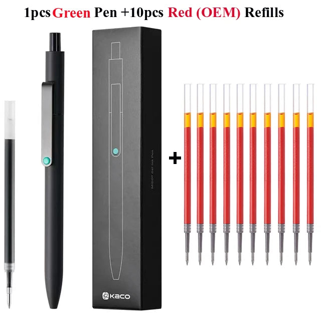 New KACO Midot Gel Ink Rollerball Smooth Writing Pen,0.5mm Fine Point Black ink Metal Clip Large Capacity KEFILL Refills Pens